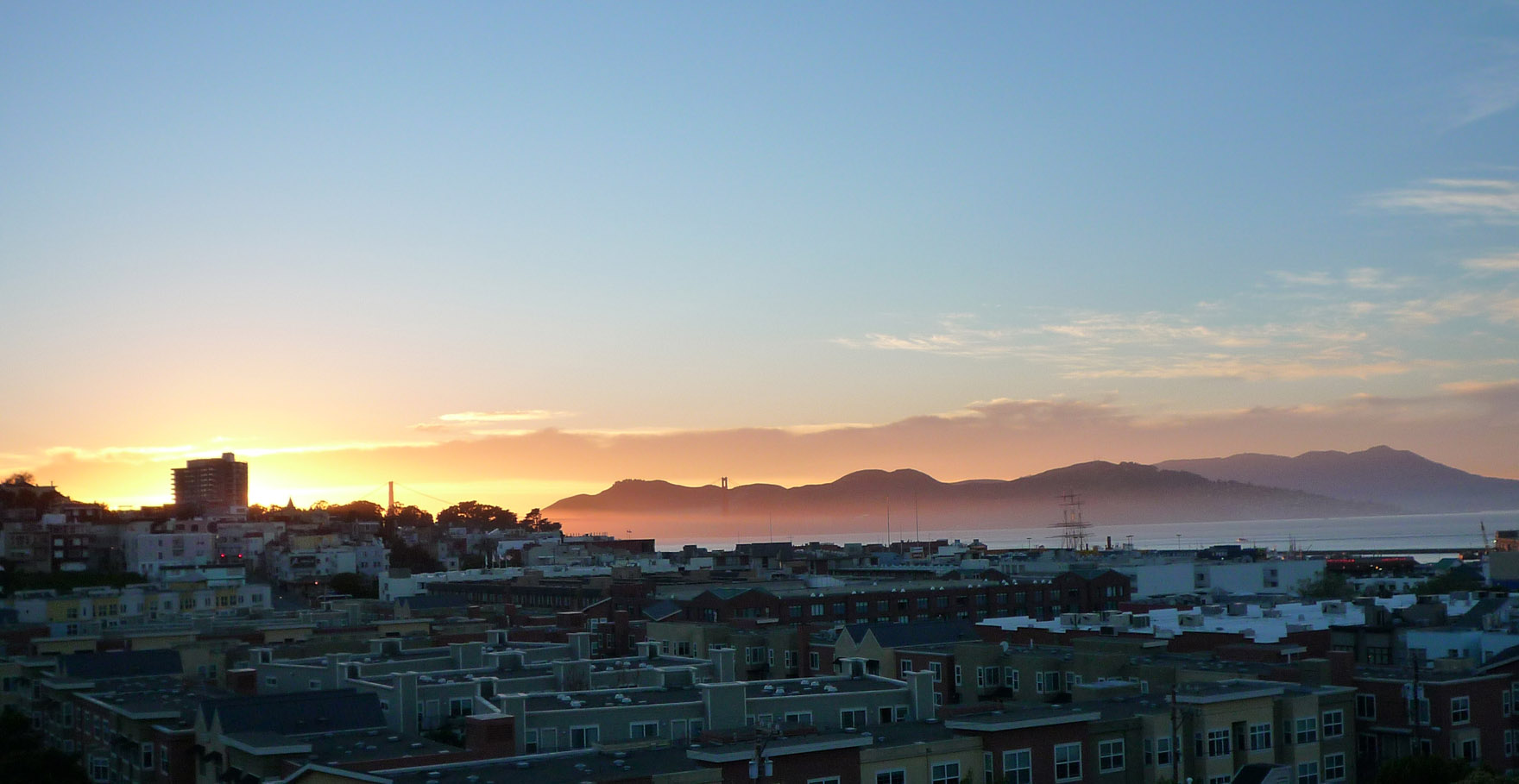 夕日とゴールデンゲート・ブリッジ